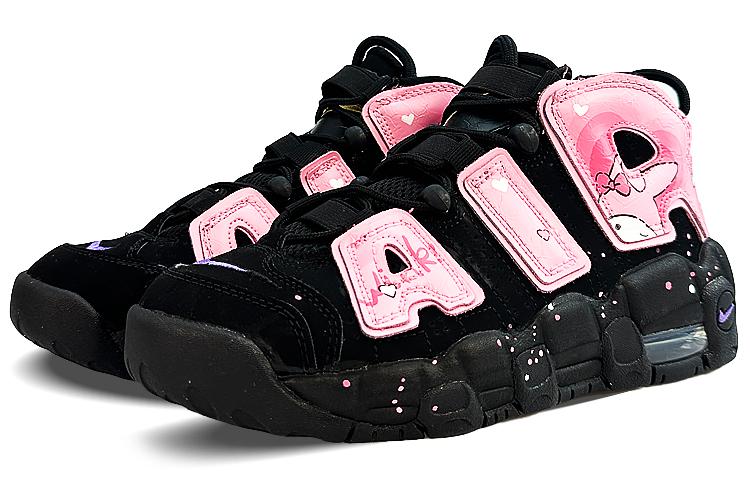 Lookbook [Kasut Custom] Nike Air More Uptempo 'Melodi Hitam Merah Jambu' DX5954-001(Team40-GS美乐蒂黑粉)