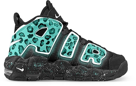 【定制球鞋】Nike Air More Uptempo 是在玩鞋 禮盒 金錢豹 潑墨 暈染 高幫 復古籃球鞋 GS 黑綠 Order 【定制球鞋】Nike Air More Uptempo 是在玩鞋 禮盒 金錢豹 潑墨 暈染 高幫 復古籃球鞋 GS 黑綠