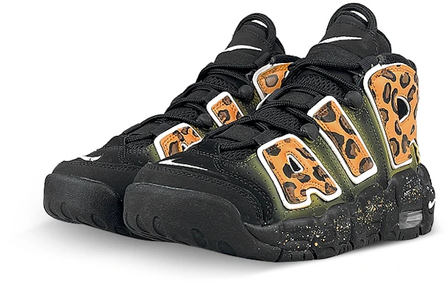 【定制球鞋】Nike Air More Uptempo 盒 金錢豹 潑墨 暈染 高幫 復古籃球鞋 GS 黑黃 Lookbook 【定制球鞋】Nike Air More Uptempo 盒 金錢豹 潑墨 暈染 高幫 復古籃球鞋 GS 黑黃