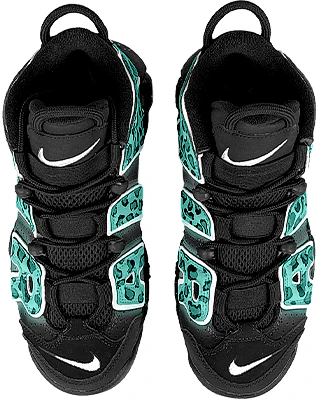 【定制球鞋】Nike Air More Uptempo 是在玩鞋 禮盒 金錢豹 潑墨 暈染 高幫 復古籃球鞋 GS 黑綠 Shop 【定制球鞋】Nike Air More Uptempo 是在玩鞋 禮盒 金錢豹 潑墨 暈染 高幫 復古籃球鞋 GS 黑綠