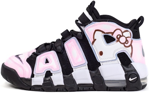 【定製球鞋】Nike Air More Uptempo 大Air 蝴蝶結 粉色小貓 做舊損痕 中筒復古籃球鞋 GS 黑粉 Buy 【定製球鞋】Nike Air More Uptempo 大Air 蝴蝶結 粉色小貓 做舊損痕 中筒復古籃球鞋 GS 黑粉