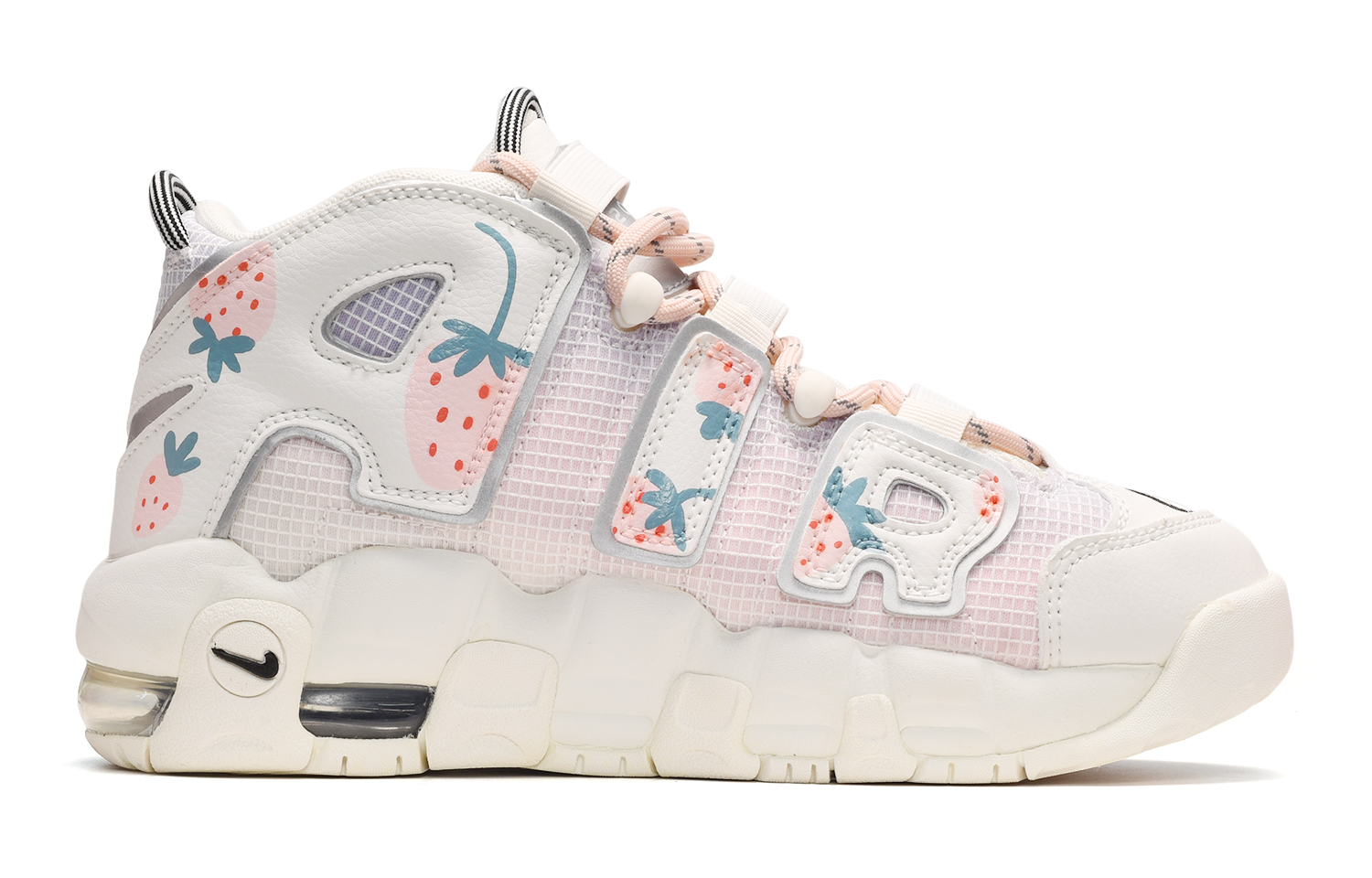 Order [Zapatillas Personalizadas] Nike Air More Uptempo 'Fresa Rosa' DQ0514-100(TeamE-女款粉色草莓粉白蓝)