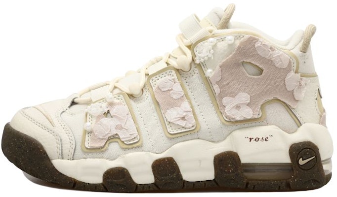 【訂製球鞋】 Nike Air More Uptempo 玫瑰布貼 珍珠字體 禮盒低筒 復古籃球鞋 GS 裸粉 Buy 【訂製球鞋】 Nike Air More Uptempo 玫瑰布貼 珍珠字體 禮盒低筒 復古籃球鞋 GS 裸粉
