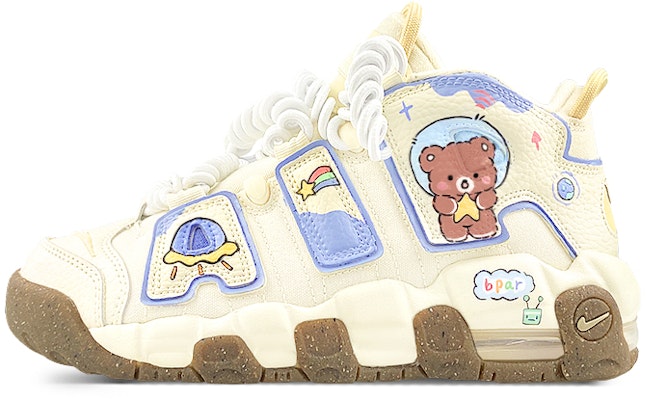 【訂製球鞋】 Nike Air More Uptempo 太空小熊 飛碟 流星 宇宙 中筒 復古籃球鞋 GS 白藍 Buy 【訂製球鞋】 Nike Air More Uptempo 太空小熊 飛碟 流星 宇宙 中筒 復古籃球鞋 GS 白藍