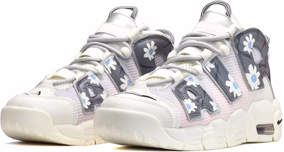 나이키 에어 모어 업템포 '화이트 블루 그레이' 커스텀 슈즈 DQ0514-100(TeamE-女款白蓝小花白蓝灰) Lookbook 나이키 에어 모어 업템포 '화이트 블루 그레이' 커스텀 슈즈 DQ0514-100(TeamE-女款白蓝小花白蓝灰)