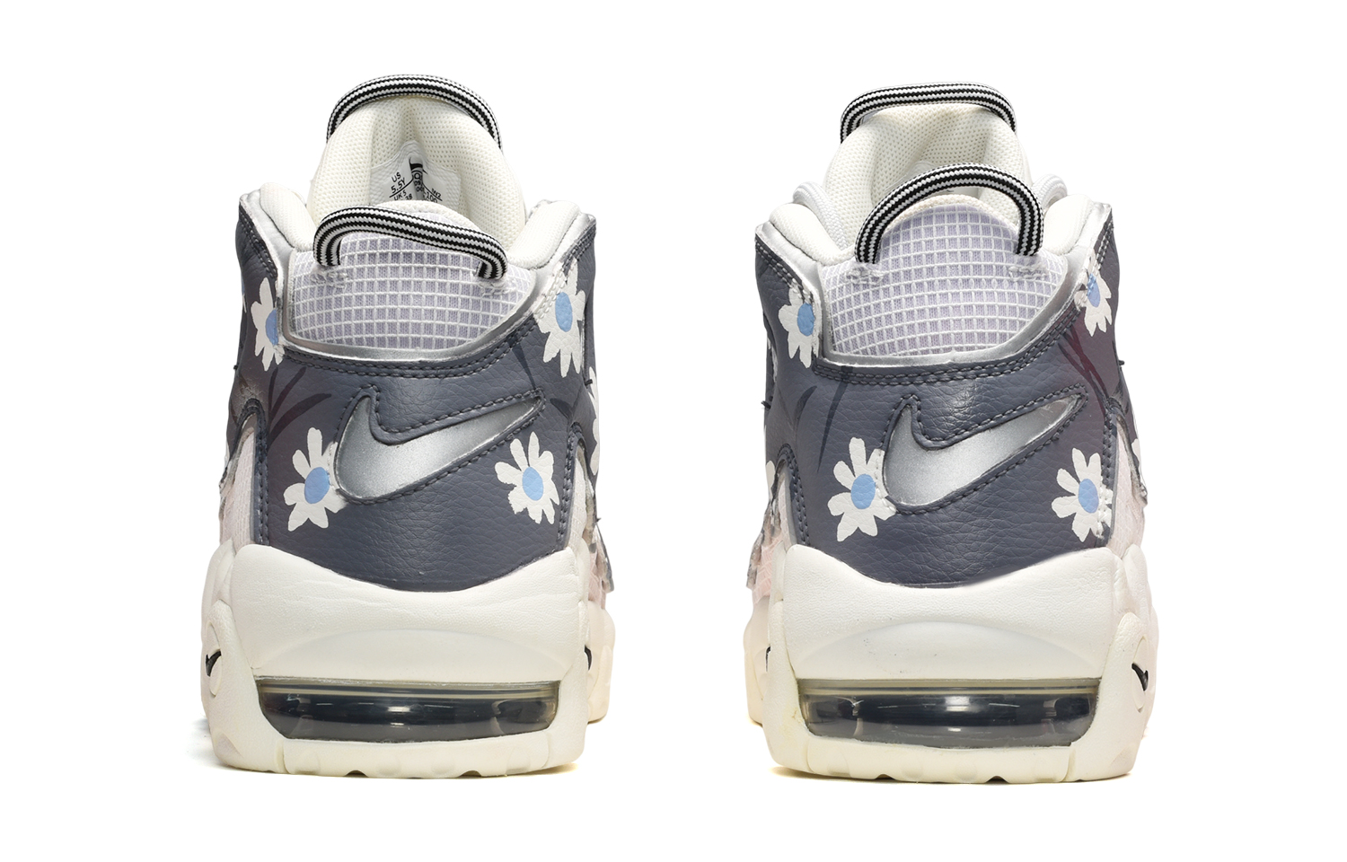 Shop [Kasut Custom] Nike Air More Uptempo 'Putih Biru Kelabu' DQ0514-100(TeamE-女款白蓝小花白蓝灰)