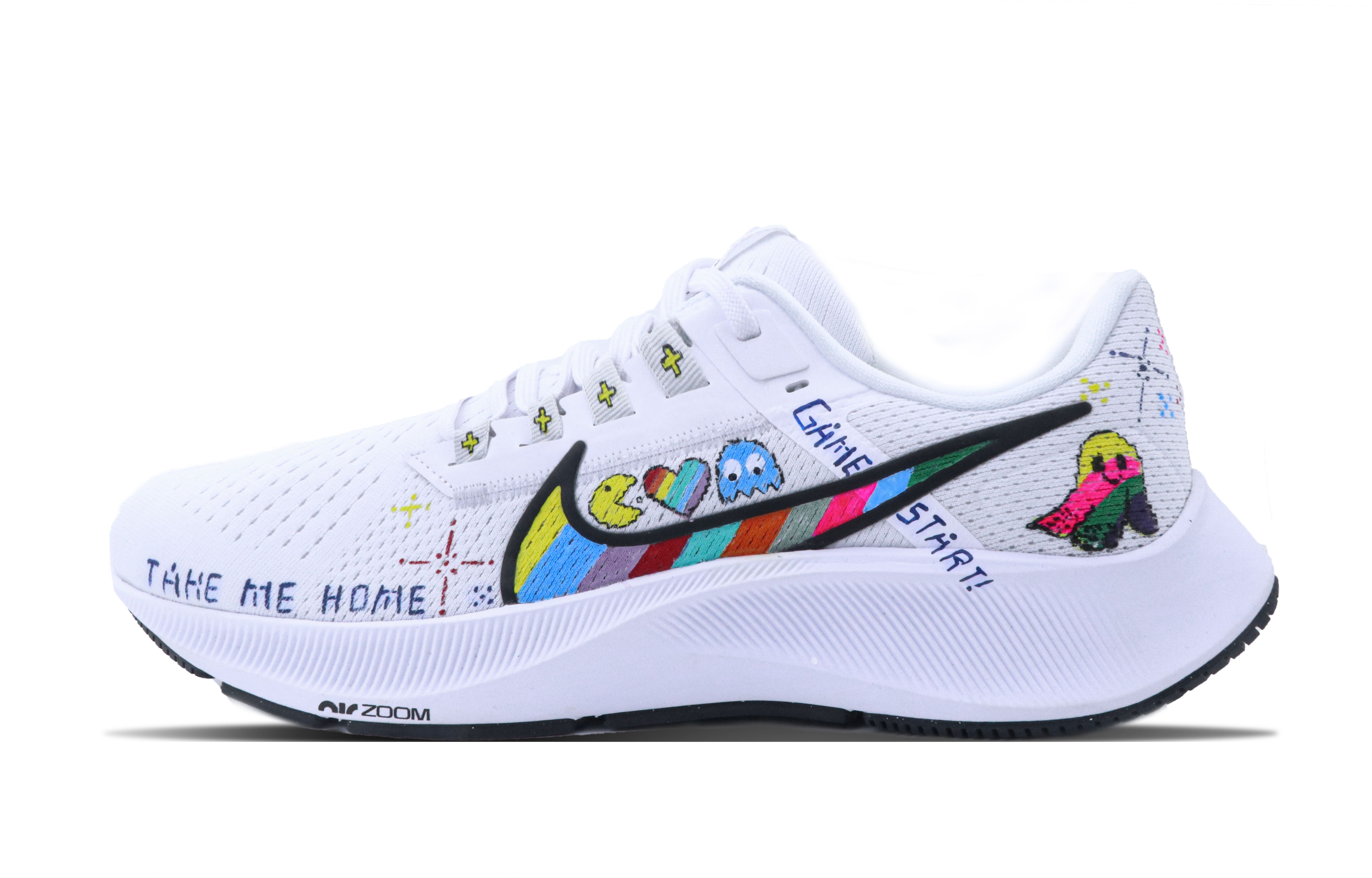 Order 【客製化運動鞋】 Nike Pegasus 38 飛馬38 像素點 塗鴉 個性 舒適防滑耐穿 低筒跑步鞋 男款 白色