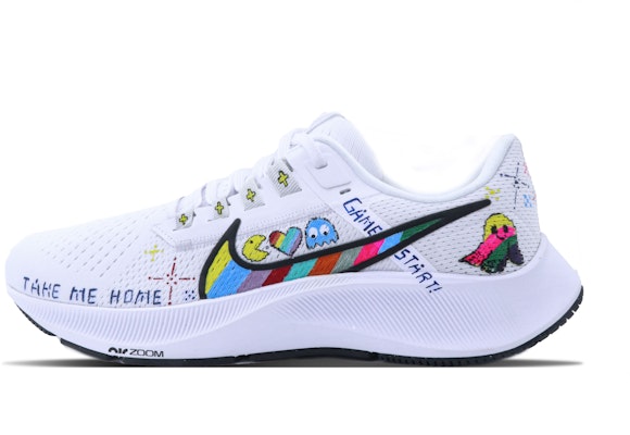 【客製化運動鞋】 Nike Pegasus 38 飛馬38 像素點 塗鴉 個性 舒適防滑耐穿 低筒跑步鞋 男款 白色 Order 【客製化運動鞋】 Nike Pegasus 38 飛馬38 像素點 塗鴉 個性 舒適防滑耐穿 低筒跑步鞋 男款 白色