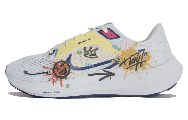 Buy 【訂製運動鞋】 Nike Air Zoom Pegasus 40 時尚塗鴉 繽紛夏季防滑耐磨透氣 低筒 休閒跑步鞋 男款 白藍