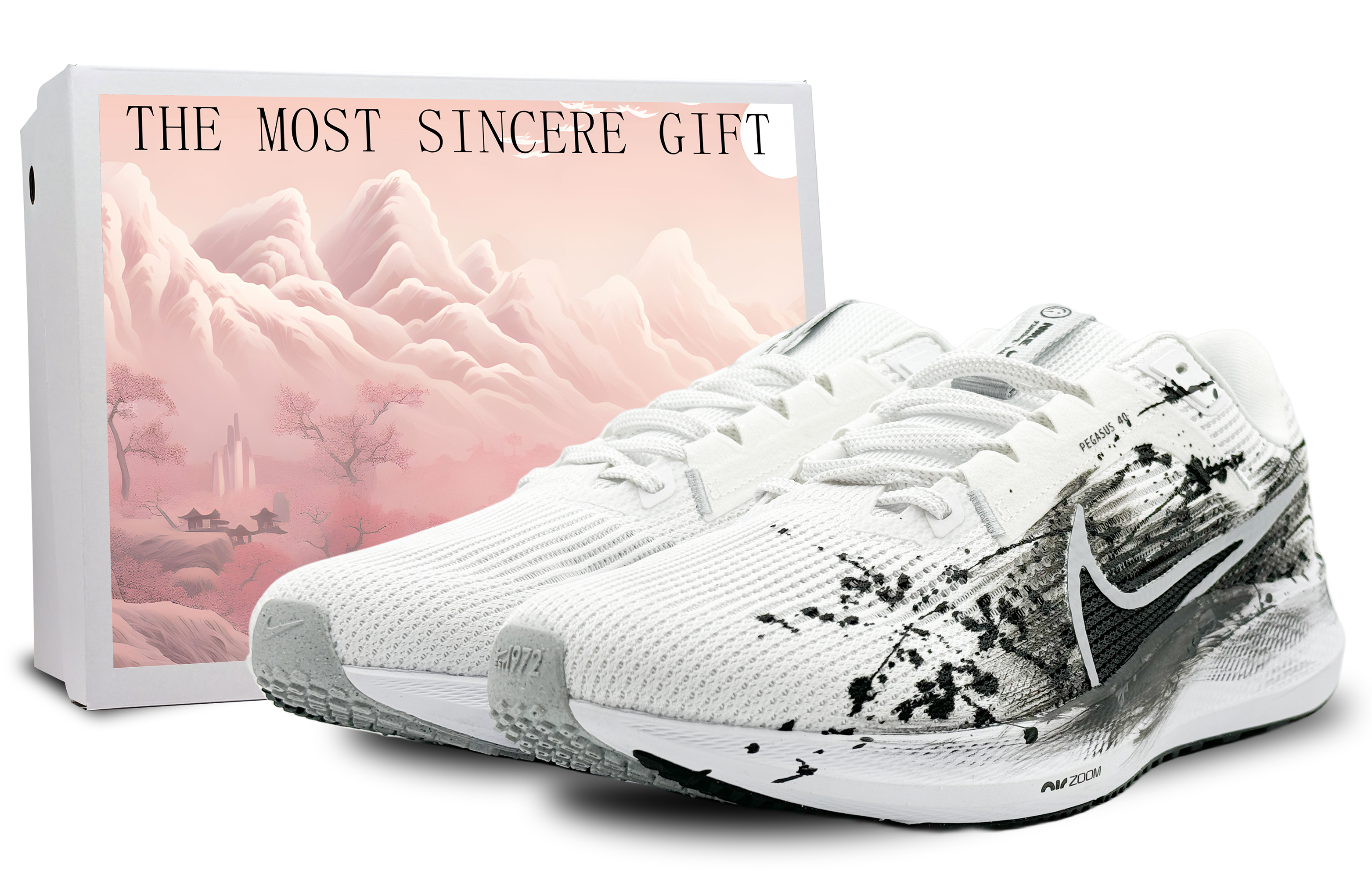 Buy 【カスタムシューズ】ナイキ エア ズーム ペガサス 40 'インクスプラッシュ' DV3853-102(Team173-粉白墨黑SBOX)