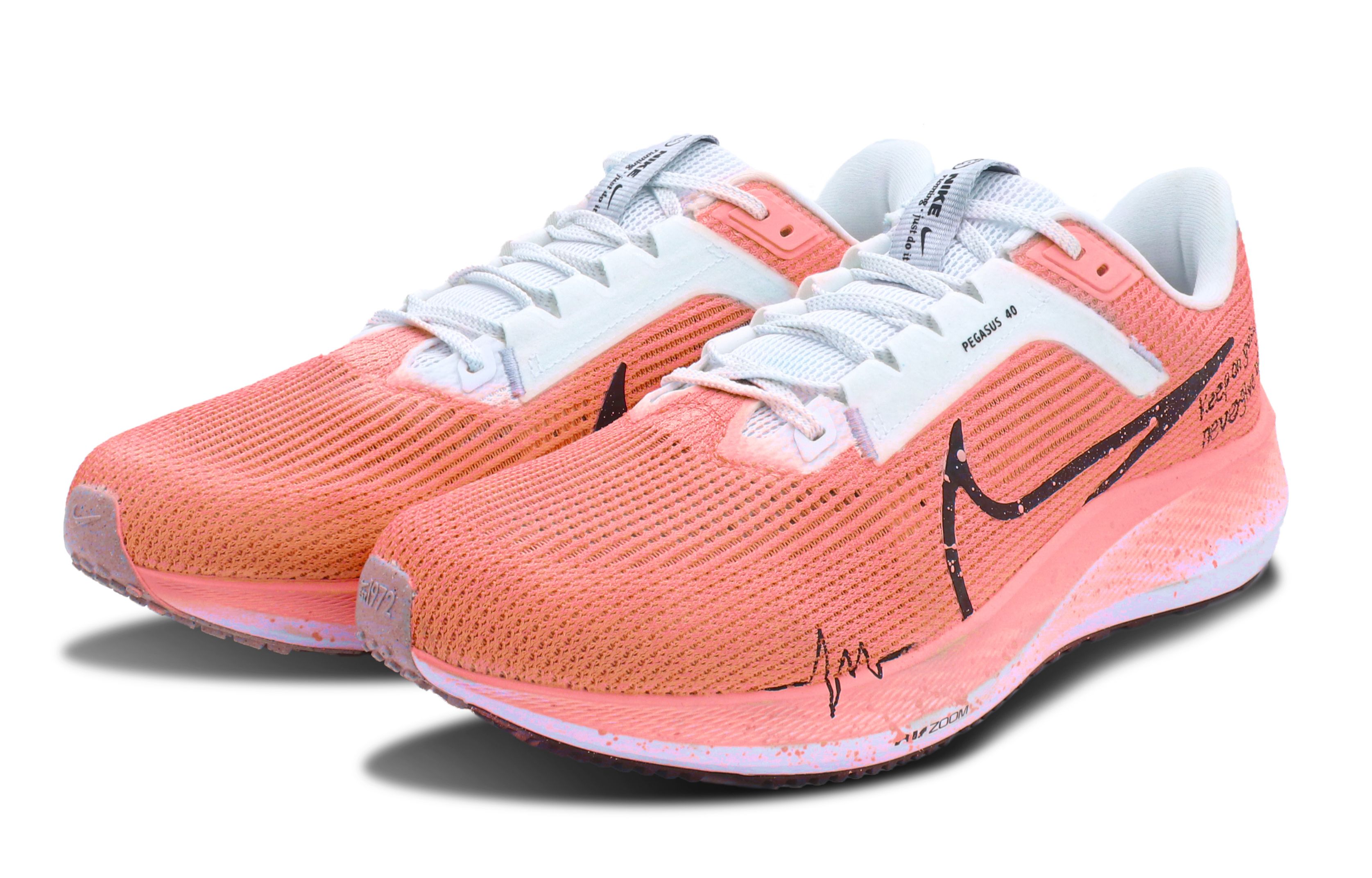 Shop [Kasut Custom] Nike Air Zoom Pegasus 40 'Grafiti Minimalis Oren' DV3853-102(Team147-橘色心跳)