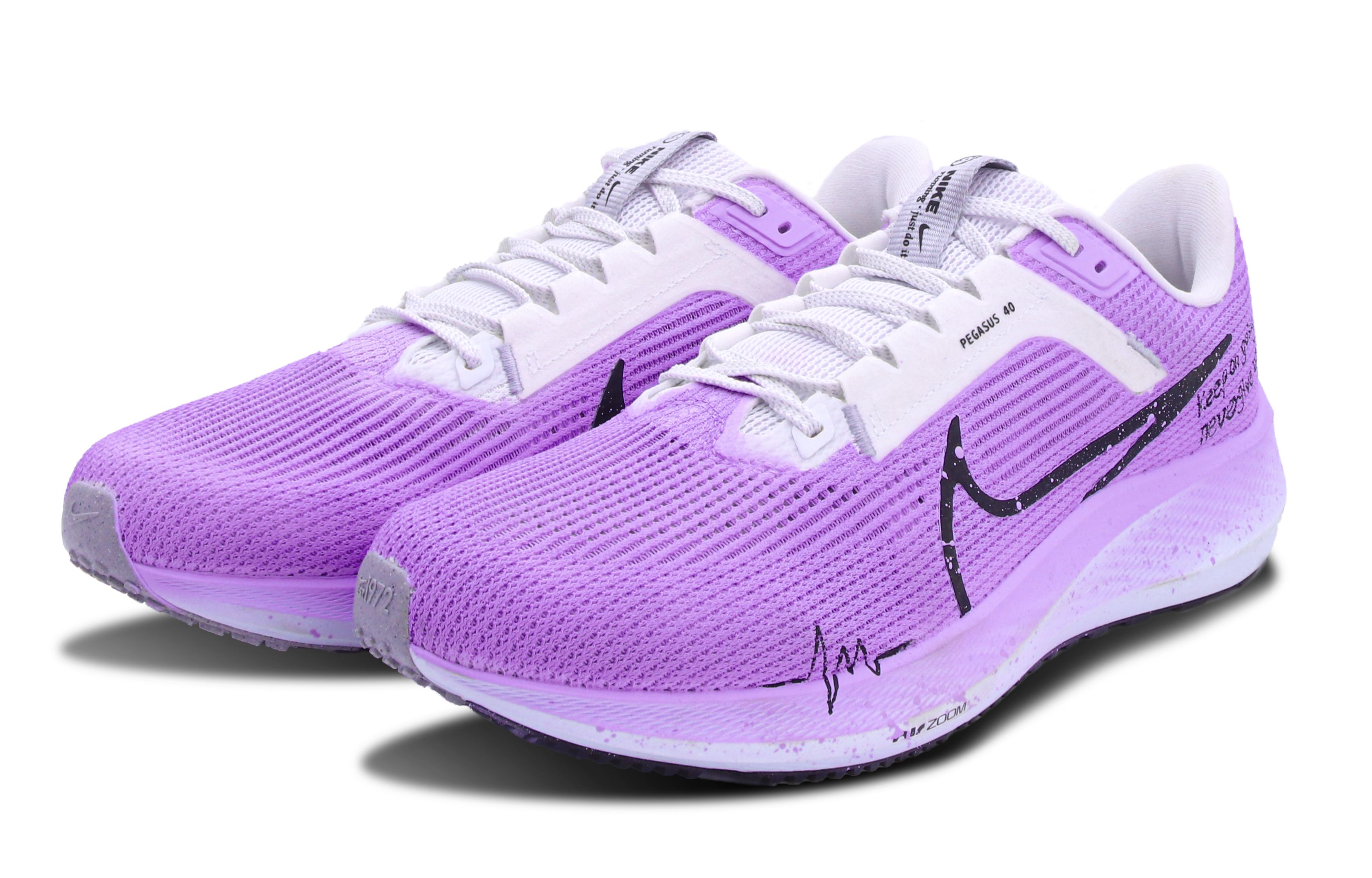 Shop 【客製化球鞋】Nike Air Zoom Pegasus 40 簡約 塗鴉 清新 舒適防滑耐磨 低筒 馬拉松跑步鞋 男款 紫色