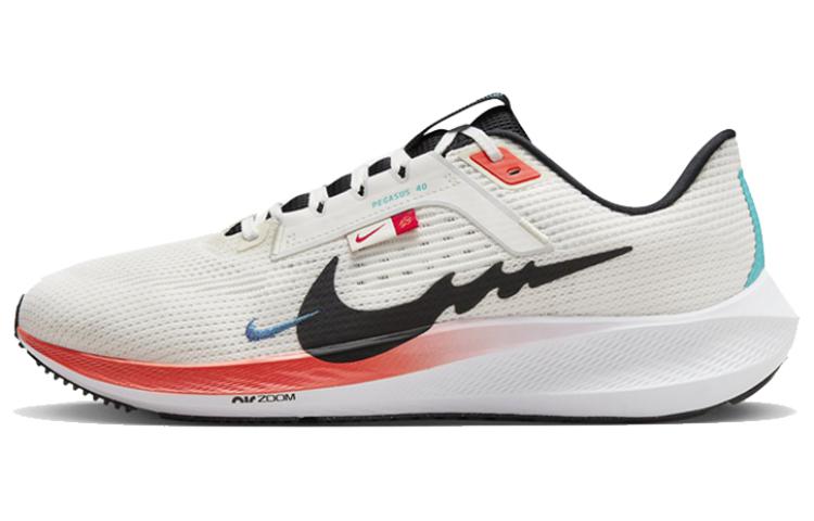 Sizing 【客製球鞋】 Nike Air Zoom Pegasus 40 彩虹潑墨 馬拉松減震防滑耐磨 低筒跑步鞋 男款 白紅黑
