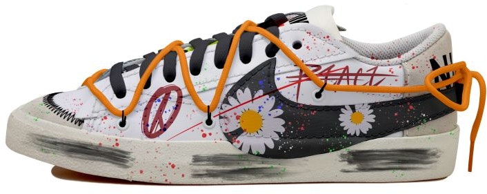 custom-shoes-nike-blazer-low-black-white-orange-deconstructed-daisy