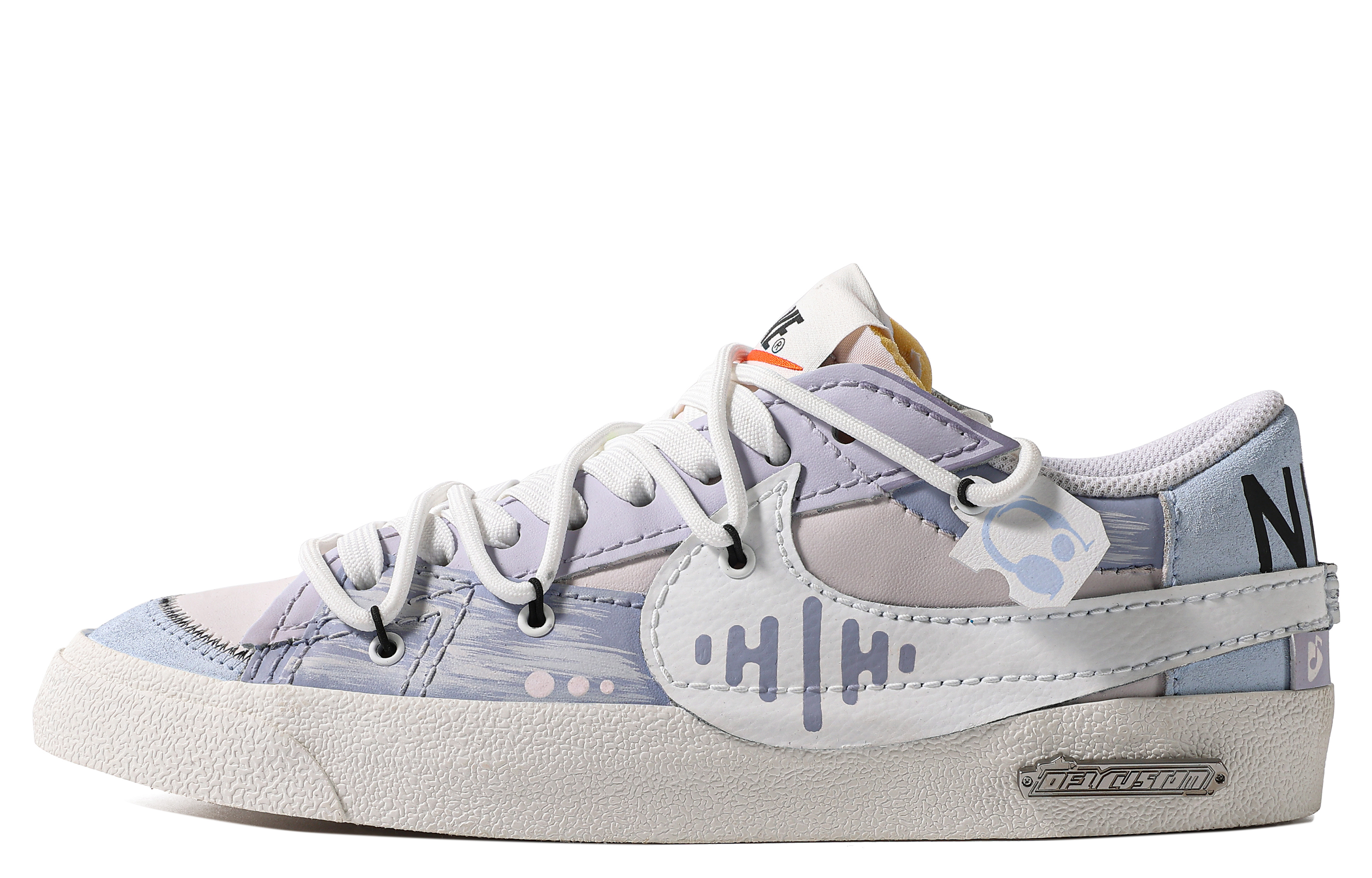 Buy [Sepatu Kustom] Nike Blazer Low 'Biru Ungu Putih Catatan' DN2158-101(TeamM-男款声视集S-BOX)