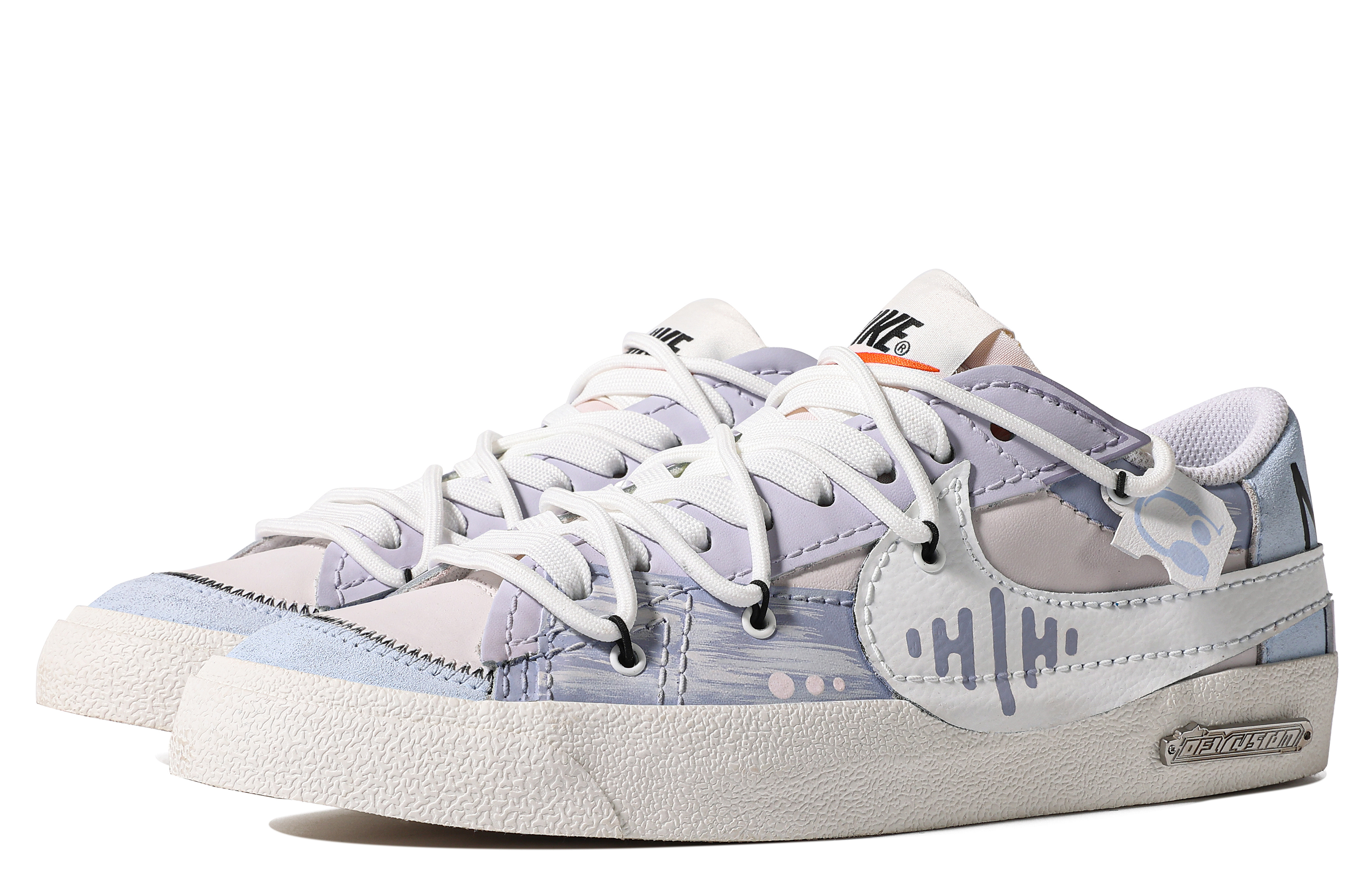 Lookbook [Sepatu Kustom] Nike Blazer Low 'Biru Ungu Putih Catatan' DN2158-101(TeamM-男款声视集S-BOX)