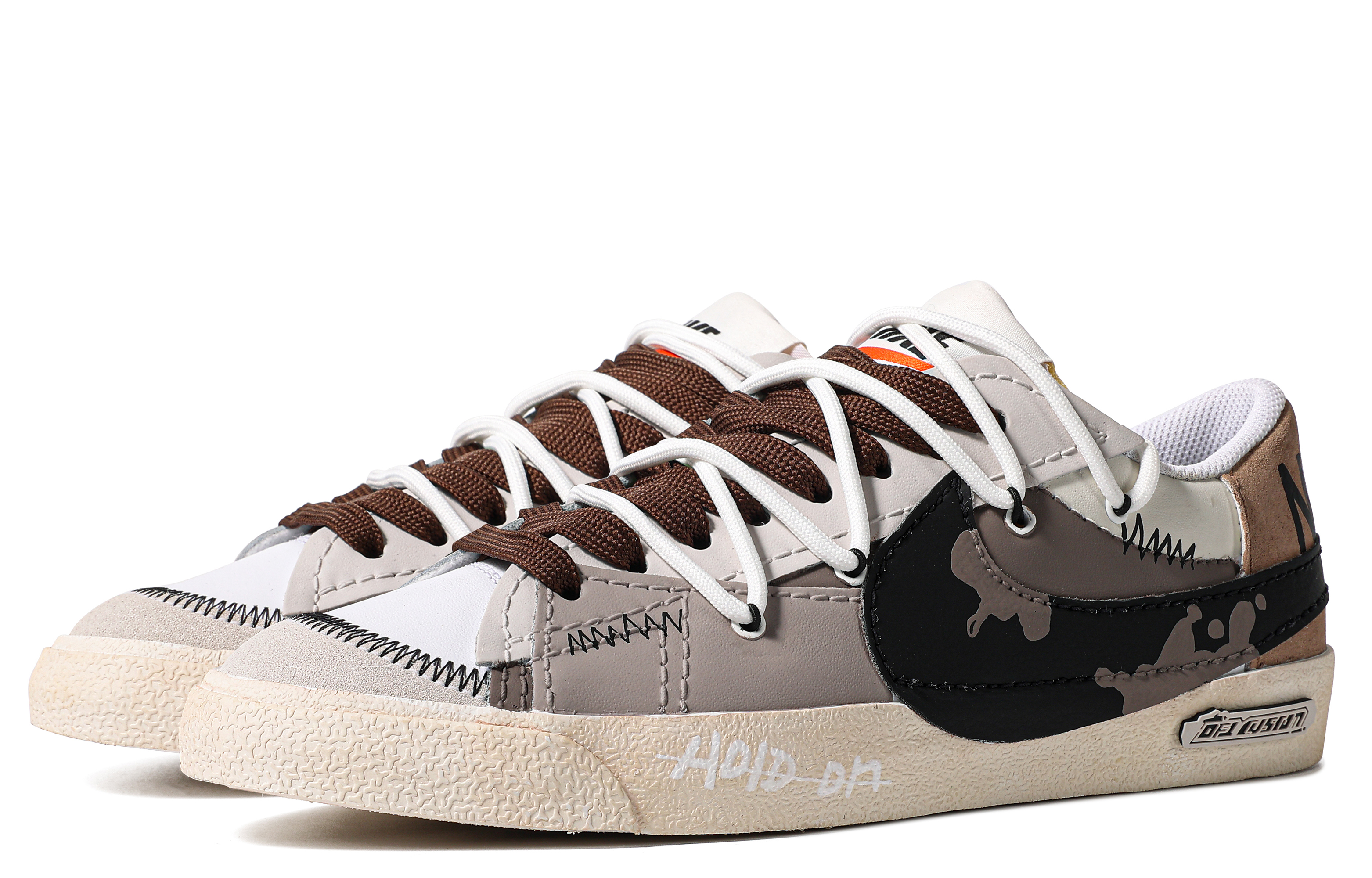 Lookbook 【カスタムシューズ】ナイキ ブレーザー ロー 'インク グラフィティ ブラック ブラウン' DN2158-101(TeamM-男款墨等闲S-BOX)