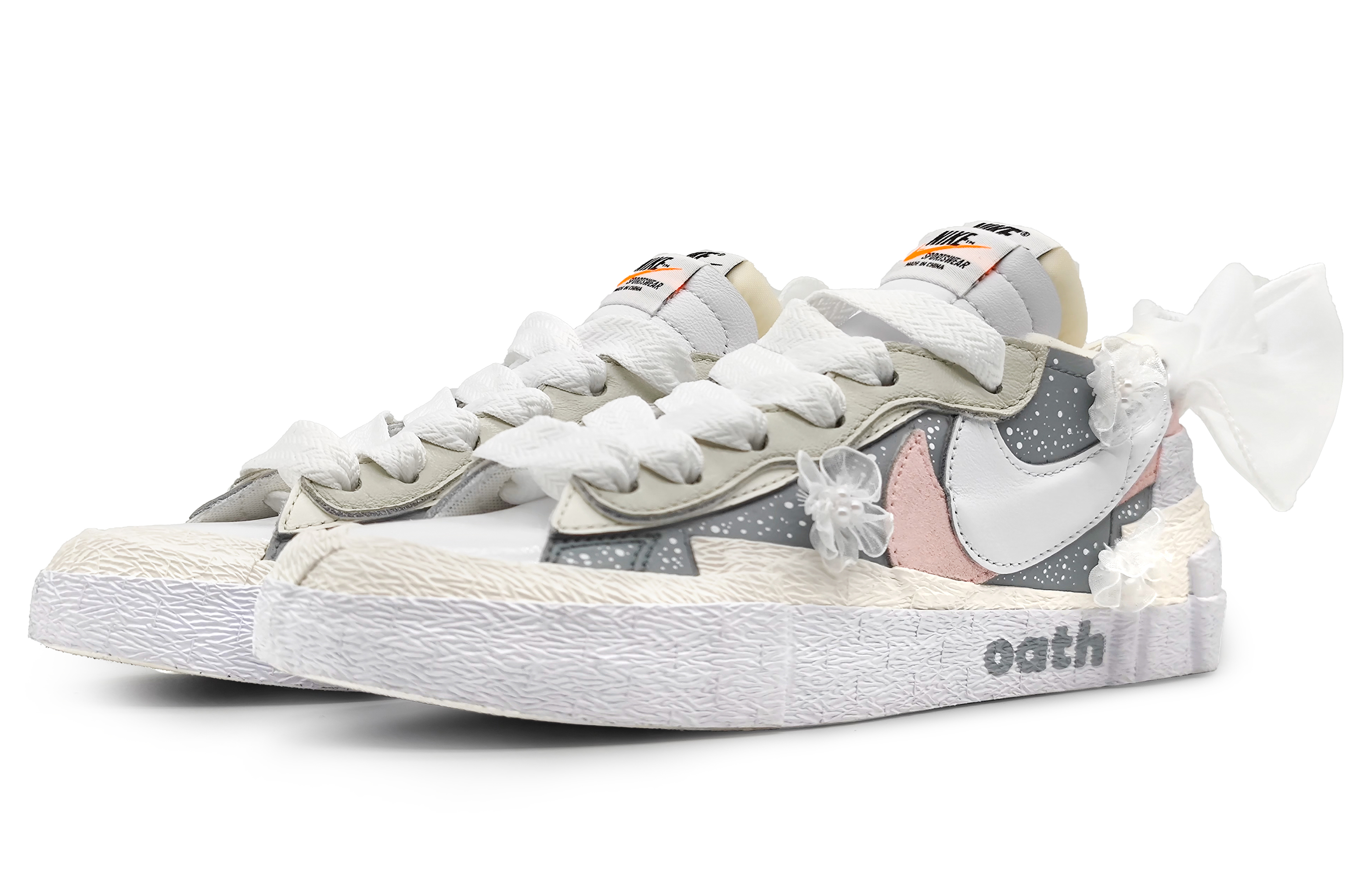 Lookbook [Kasut Custom] Nike Blazer Low 'Cinta Jatuh Salji - Kelabu Putih Merah Jambu' DM6443-100-446008