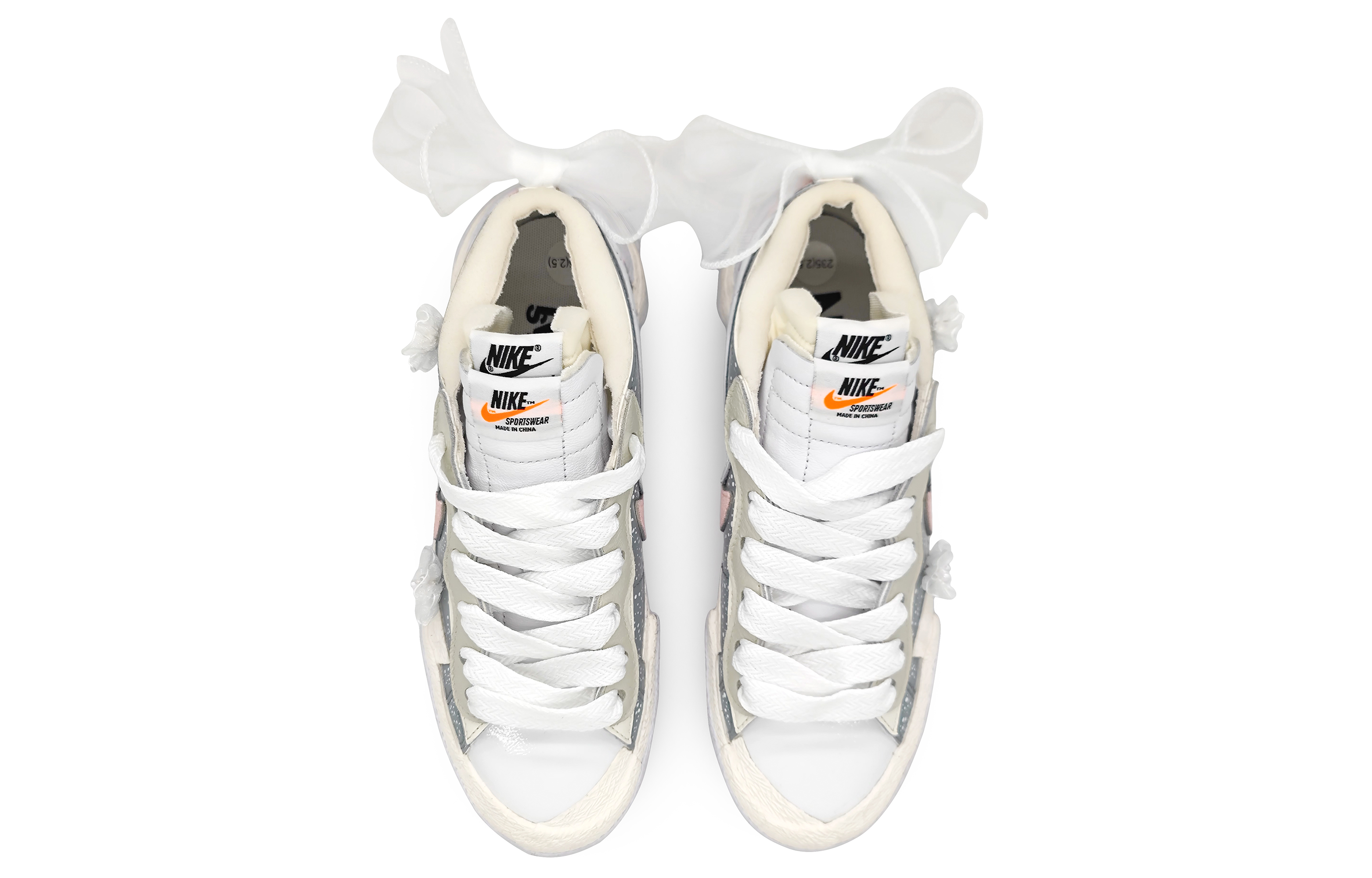 Shop [Kasut Custom] Nike Blazer Low 'Cinta Jatuh Salji - Kelabu Putih Merah Jambu' DM6443-100-446008