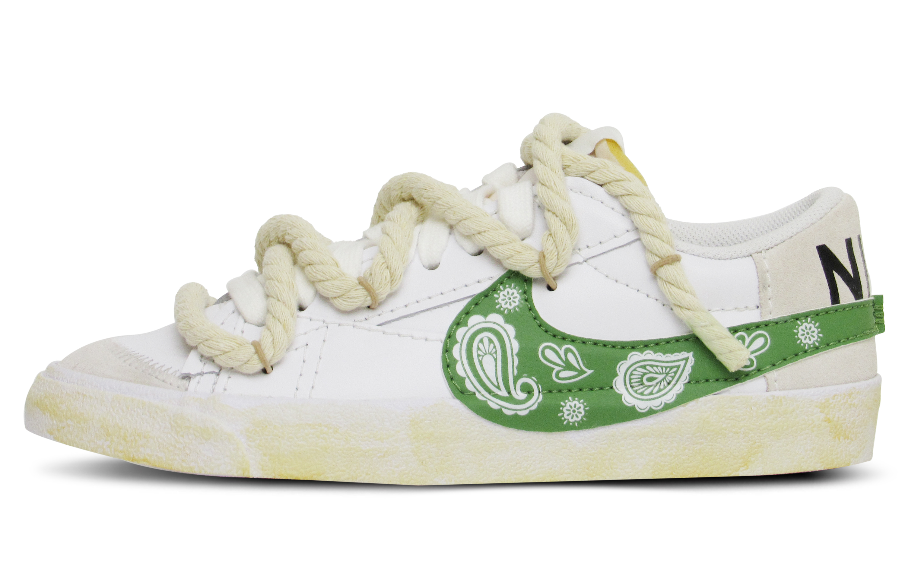 Buy [Custom Shoes] Nike Blazer Low 'Paisley White Green'