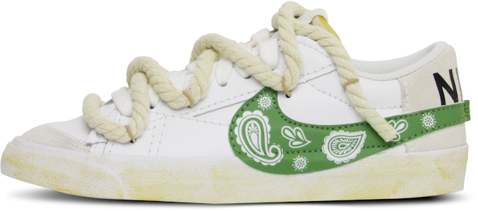 【訂製球鞋】Nike Blazer Low 腰果花 雙鞋帶 潮流百搭 小清新 低筒 板鞋 男款 白綠 Buy 【訂製球鞋】Nike Blazer Low 腰果花 雙鞋帶 潮流百搭 小清新 低筒 板鞋 男款 白綠