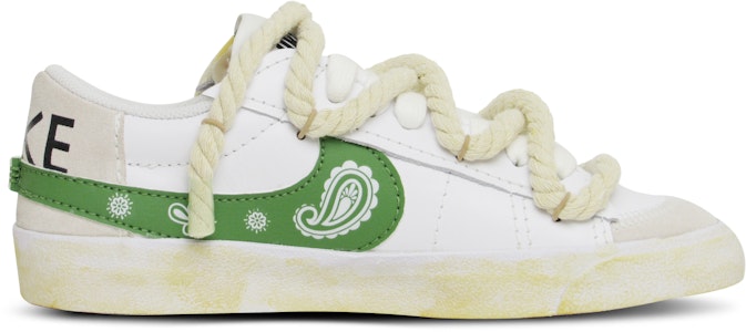 【訂製球鞋】Nike Blazer Low 腰果花 雙鞋帶 潮流百搭 小清新 低筒 板鞋 男款 白綠 Order 【訂製球鞋】Nike Blazer Low 腰果花 雙鞋帶 潮流百搭 小清新 低筒 板鞋 男款 白綠