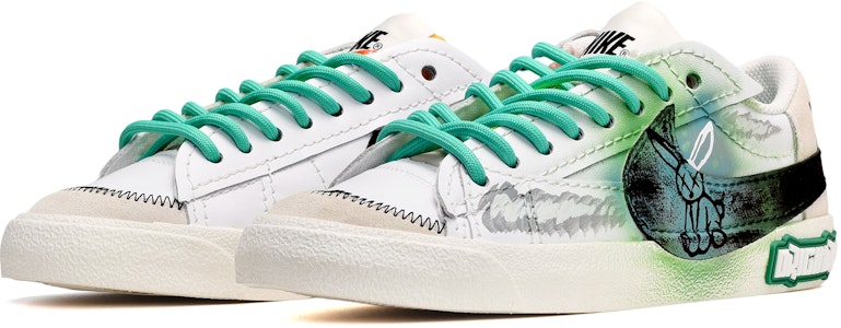 【定制球鞋】Nike Blazer Low 潑墨 塗鴉兔子 休閒運動 低幫 板鞋 男款 白黑綠 Lookbook 【定制球鞋】Nike Blazer Low 潑墨 塗鴉兔子 休閒運動 低幫 板鞋 男款 白黑綠