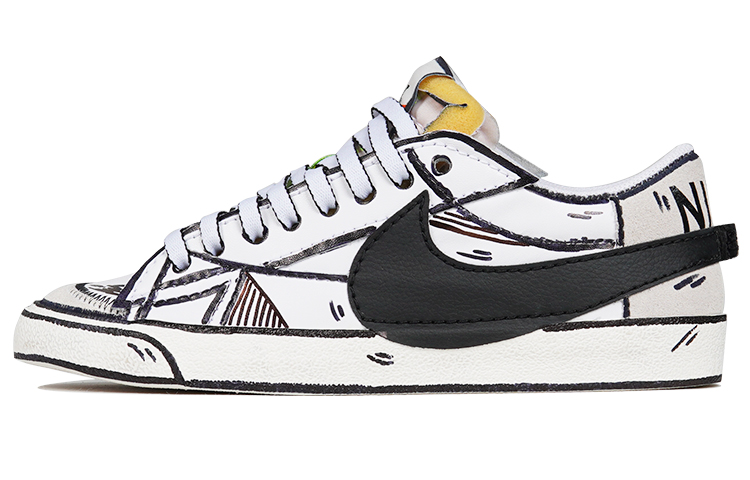 Buy [Sepatu Kustom] Nike Blazer Low Jumbo 'Hitam Putih Swoosh Besar' DN2158-101(TeamP-黑白大钩子二次元)