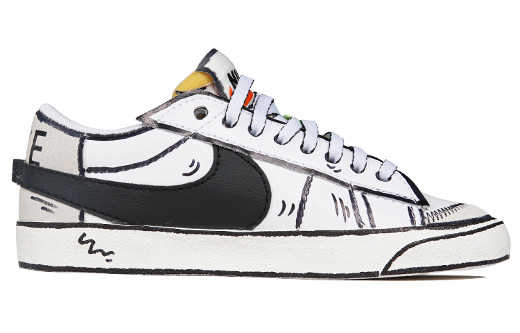 Order [Sepatu Kustom] Nike Blazer Low Jumbo 'Hitam Putih Swoosh Besar' DN2158-101(TeamP-黑白大钩子二次元)