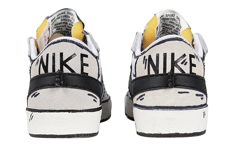 Shop [Sepatu Kustom] Nike Blazer Low Jumbo 'Hitam Putih Swoosh Besar' DN2158-101(TeamP-黑白大钩子二次元)