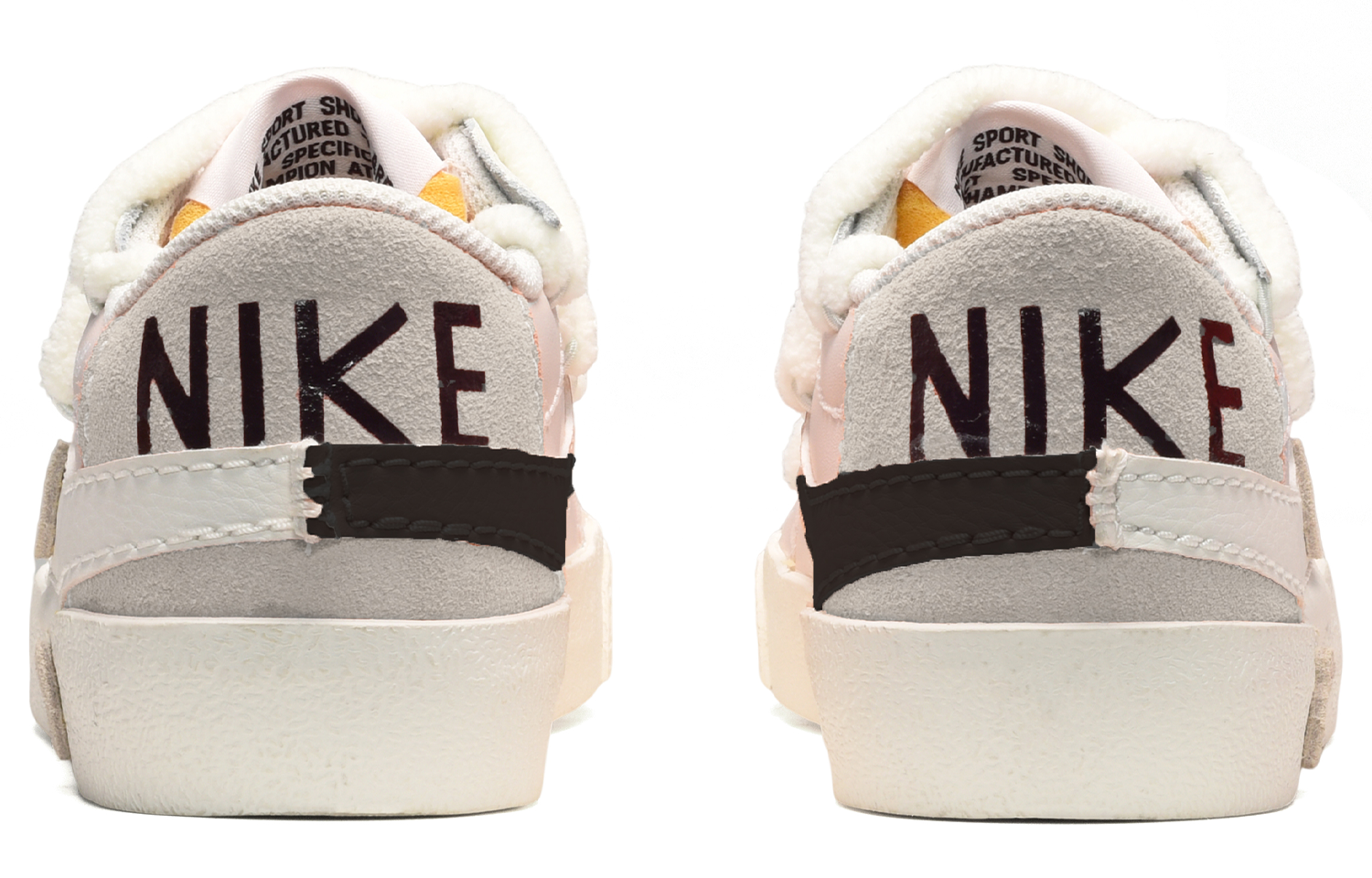 Shop [定制鞋] 耐克Blazer Low Jumbo '绒猫黑白粉' DN2158-101(TeamE-男款猫咪肉垫黑白粉)