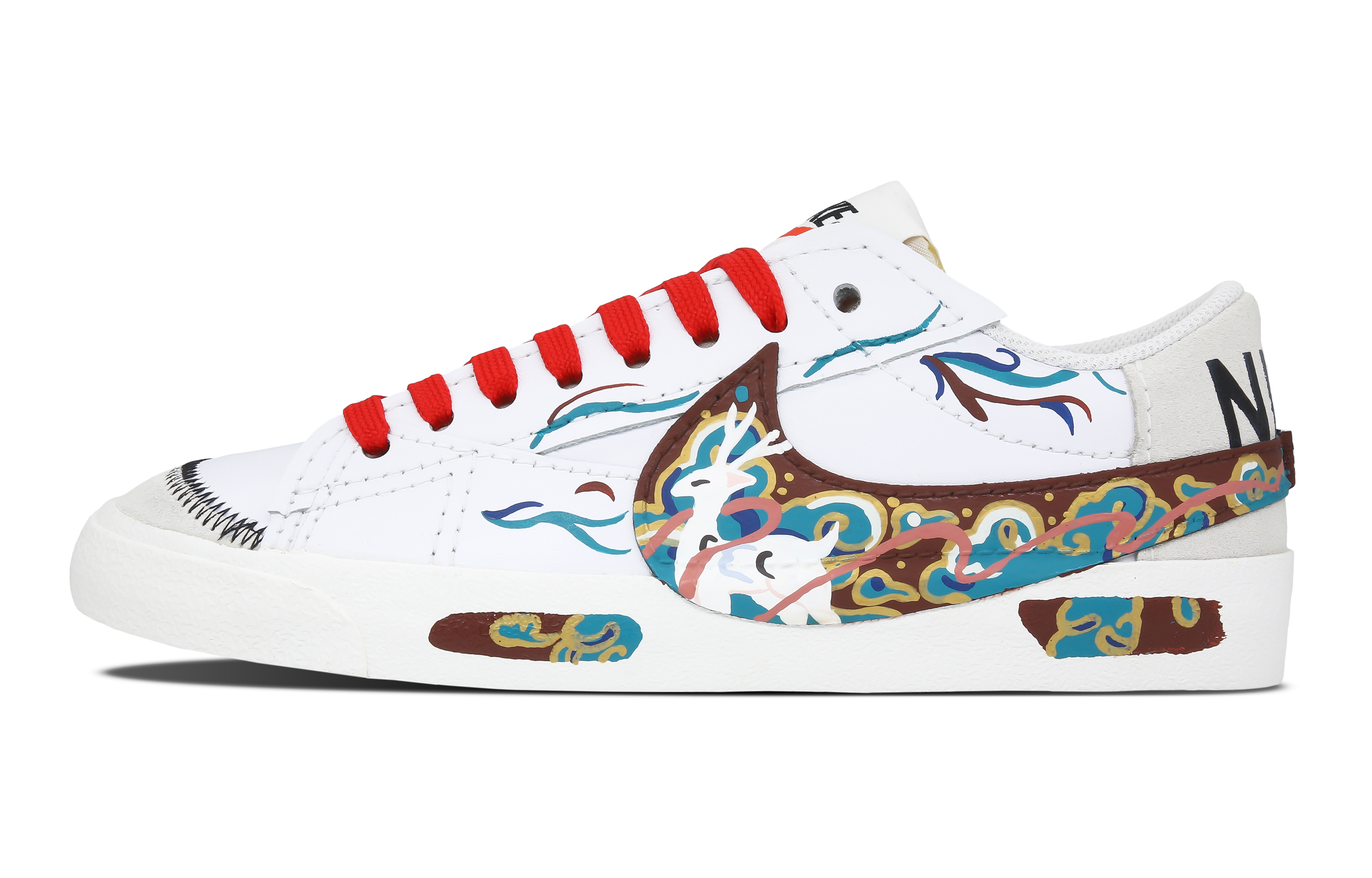 Buy 【カスタムシューズ】ナイキ ブレザー ロージャンボ「九色鹿 手描き赤白」 DN2158-101(Team43-男款九色鹿)
