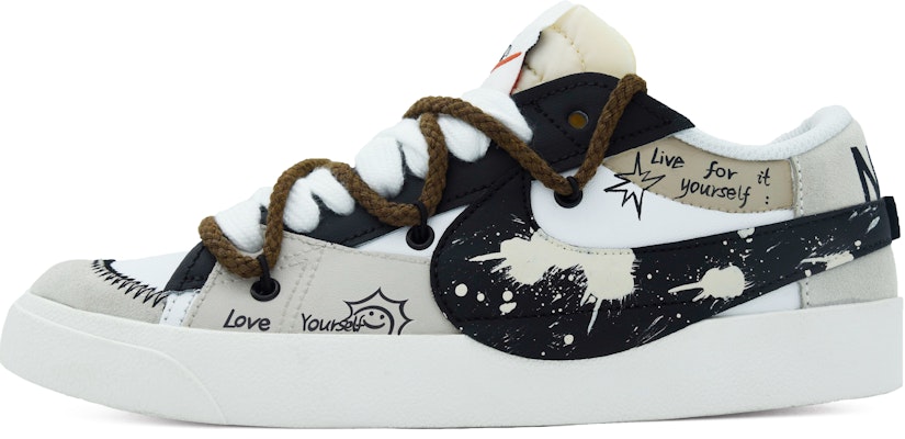 【訂製球鞋】Nike Blazer Low Jumbo 廢墟 復古休閒 縫線 塗鴉 潑墨 解構 低筒 男款 男款 白黑 Buy 【訂製球鞋】Nike Blazer Low Jumbo 廢墟 復古休閒 縫線 塗鴉 潑墨 解構 低筒 男款 男款 白黑