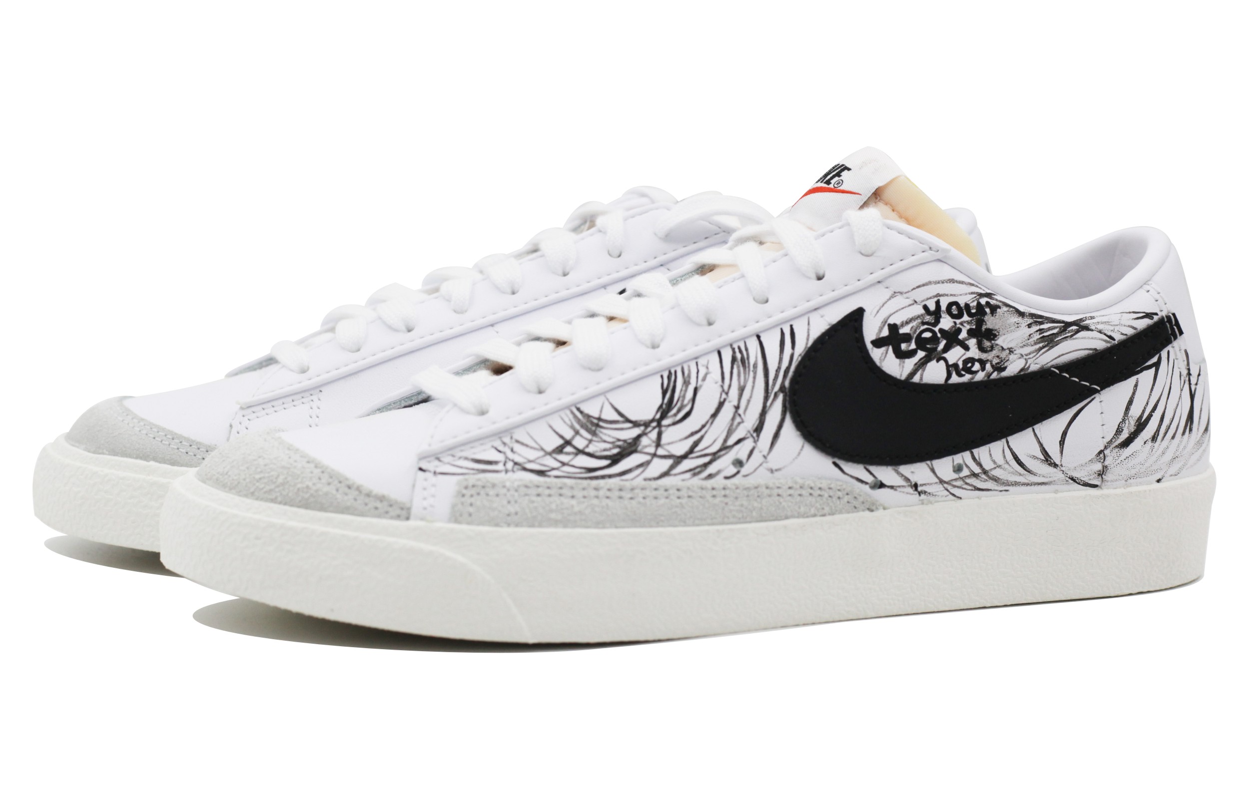 Lookbook Zapatillas Nike Blazer Low Vintage 'Arte Graffiti Negro Blanco' DA6364-101(Team39-AMY105涂鸦)