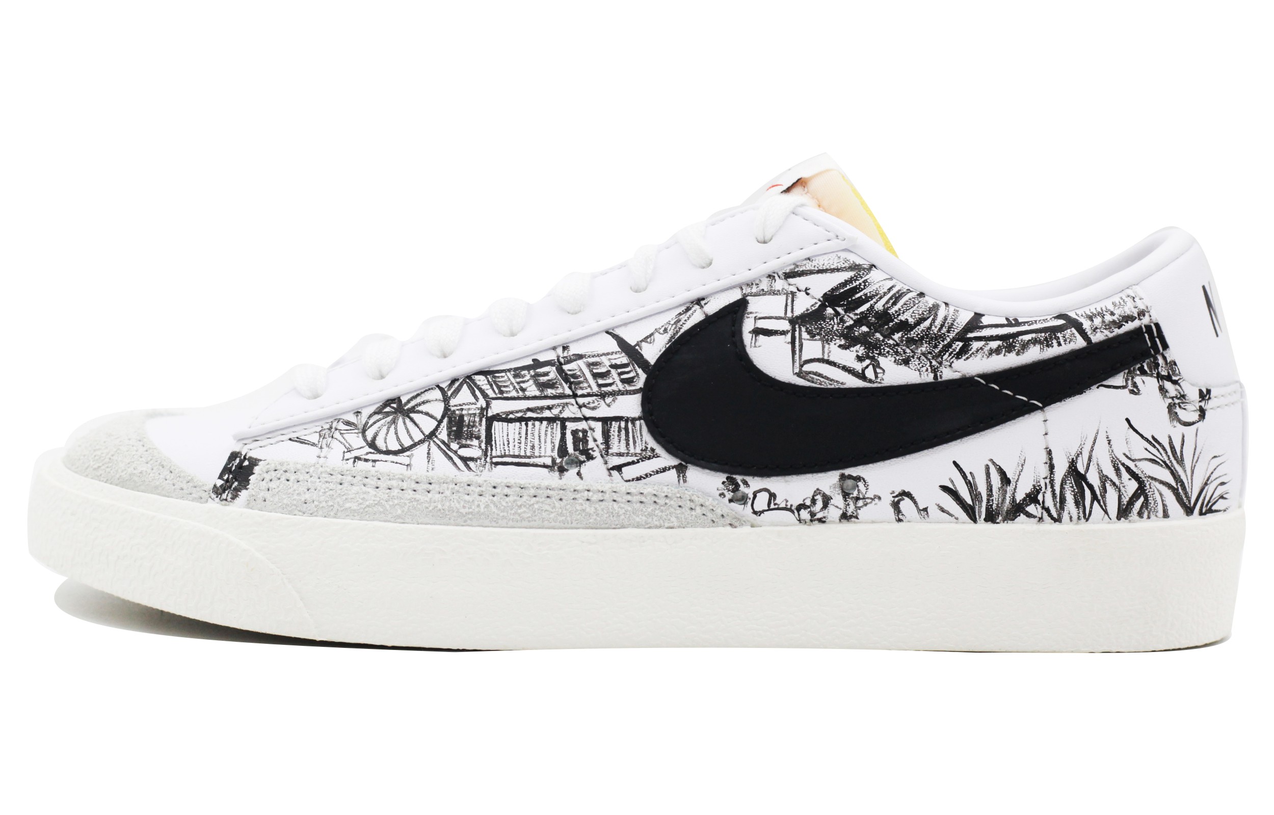 [Custom Shoes] Nike Blazer Low Vintage 'Qingming Riverside Black White'
