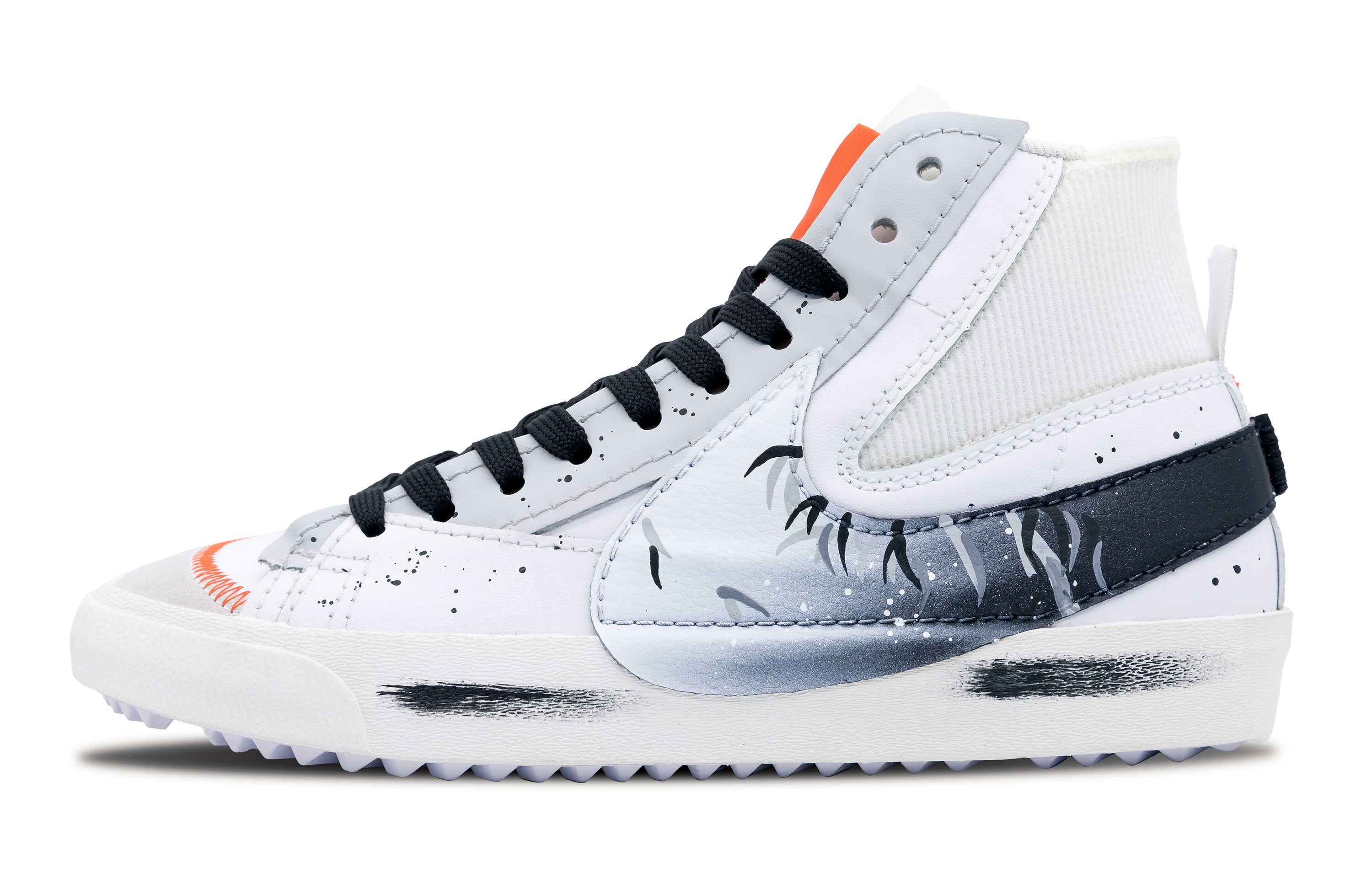 Buy 【定制球鞋】Nike Blazer Mid 77 Jumbo 國風 做舊 墨竹 高街 高幫 板鞋 男女同款 黑白灰