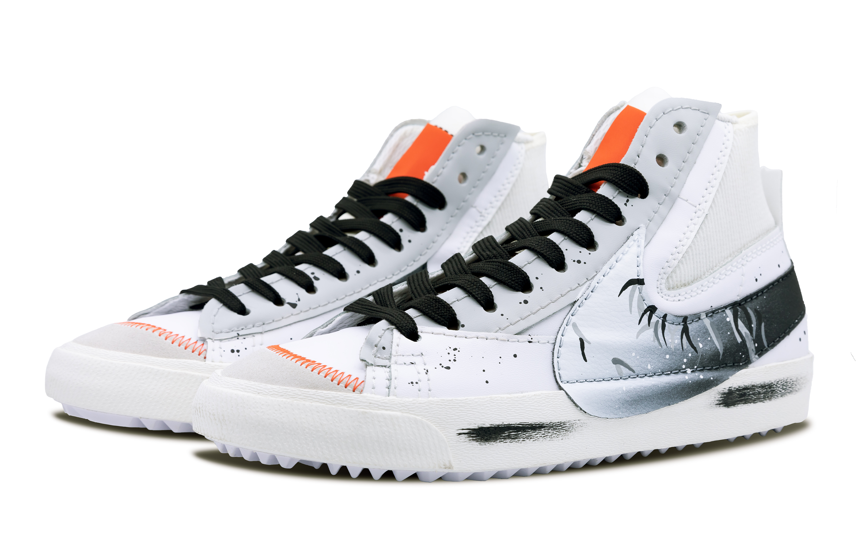 Lookbook 【定制球鞋】Nike Blazer Mid 77 Jumbo 國風 做舊 墨竹 高街 高幫 板鞋 男女同款 黑白灰