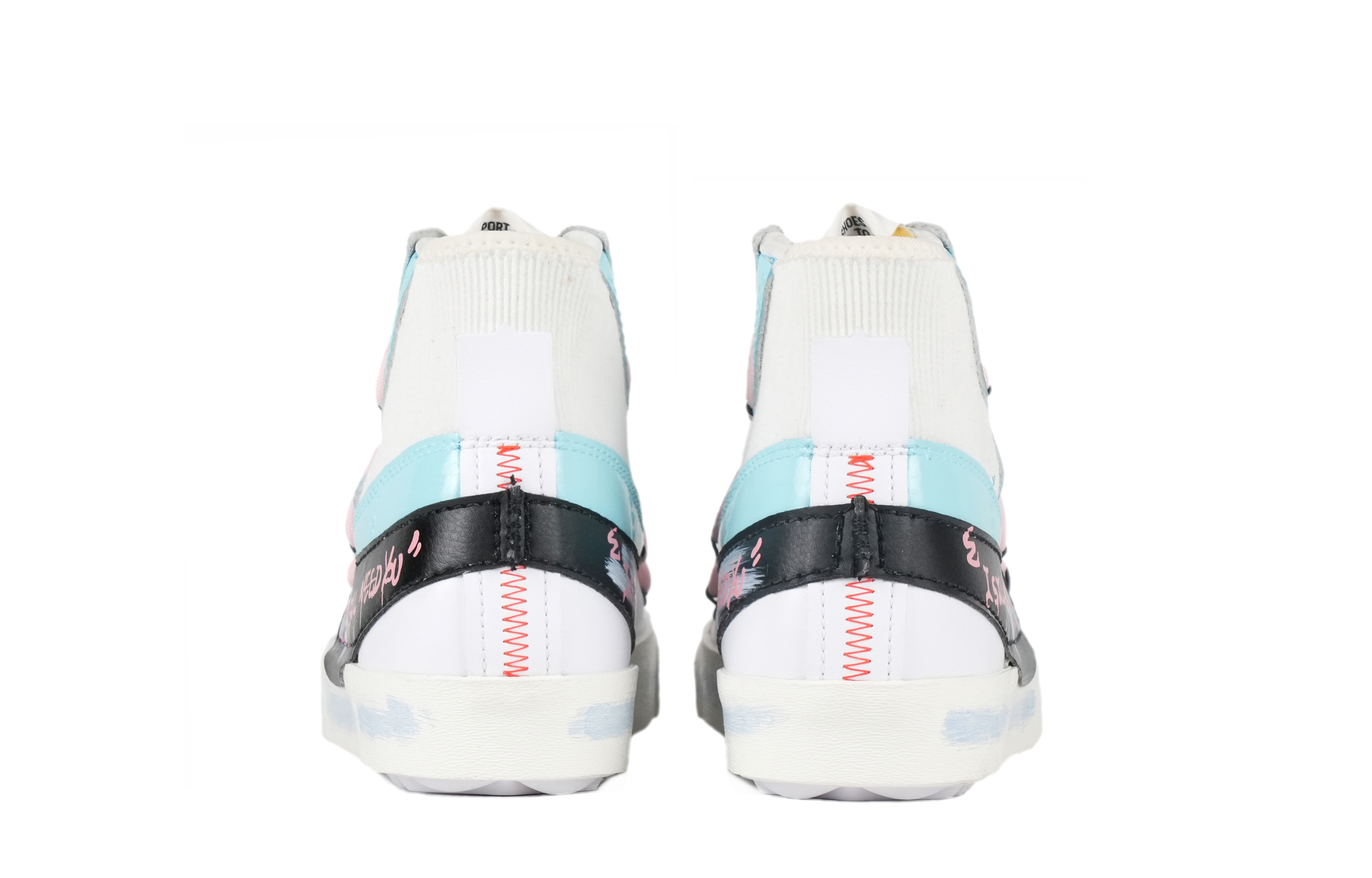 Shop 【定制球鞋】Nike Blazer Mid 77 jumbo 遇見 胖小匠繪畫 解構 中幫 板鞋 男女同款 黑白藍