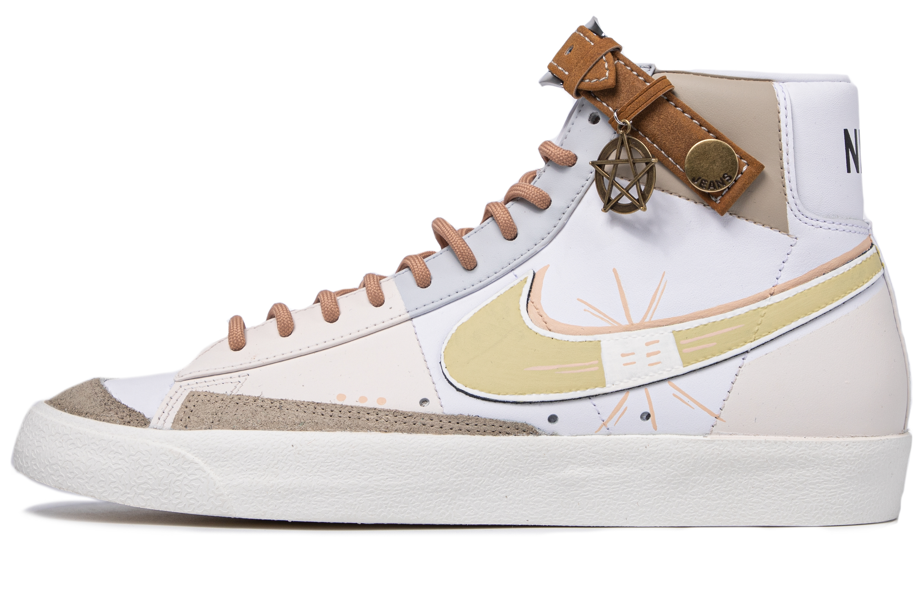 Buy [Kasut Tersuai] Nike Blazer Mid 77 Vintage 'Da Vinci Tersuai Oren Coklat Putih' BQ6806-100(TeamM-男女同款光明使者橘棕QD)