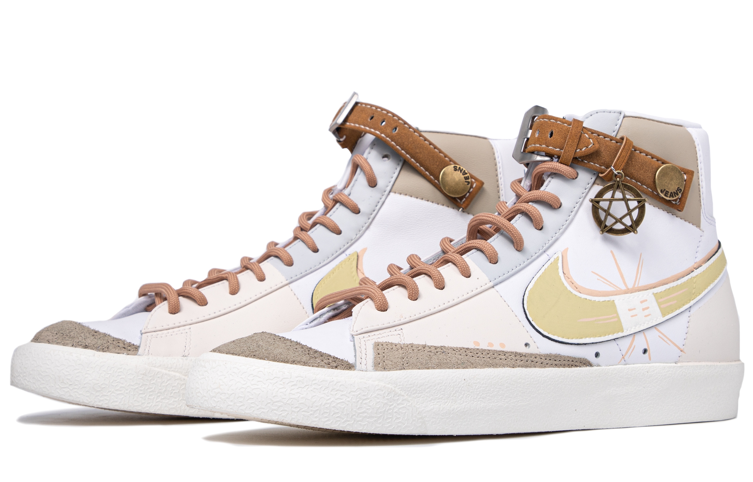 Lookbook [Kasut Tersuai] Nike Blazer Mid 77 Vintage 'Da Vinci Tersuai Oren Coklat Putih' BQ6806-100(TeamM-男女同款光明使者橘棕QD)