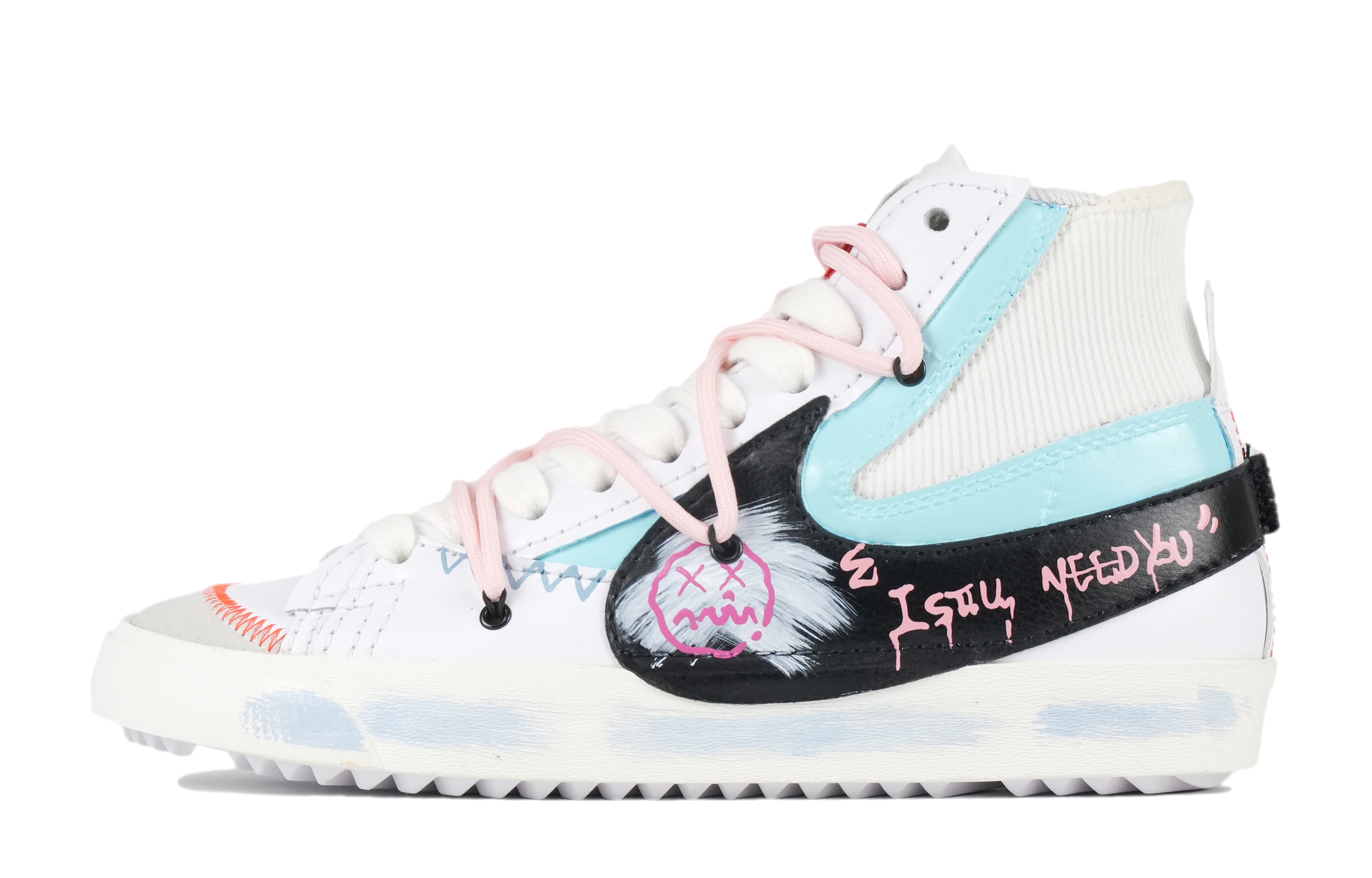 [Custom Shoes] Nike Blazer Mid '77 Jumbo 'Deconstructed Black White Blue'