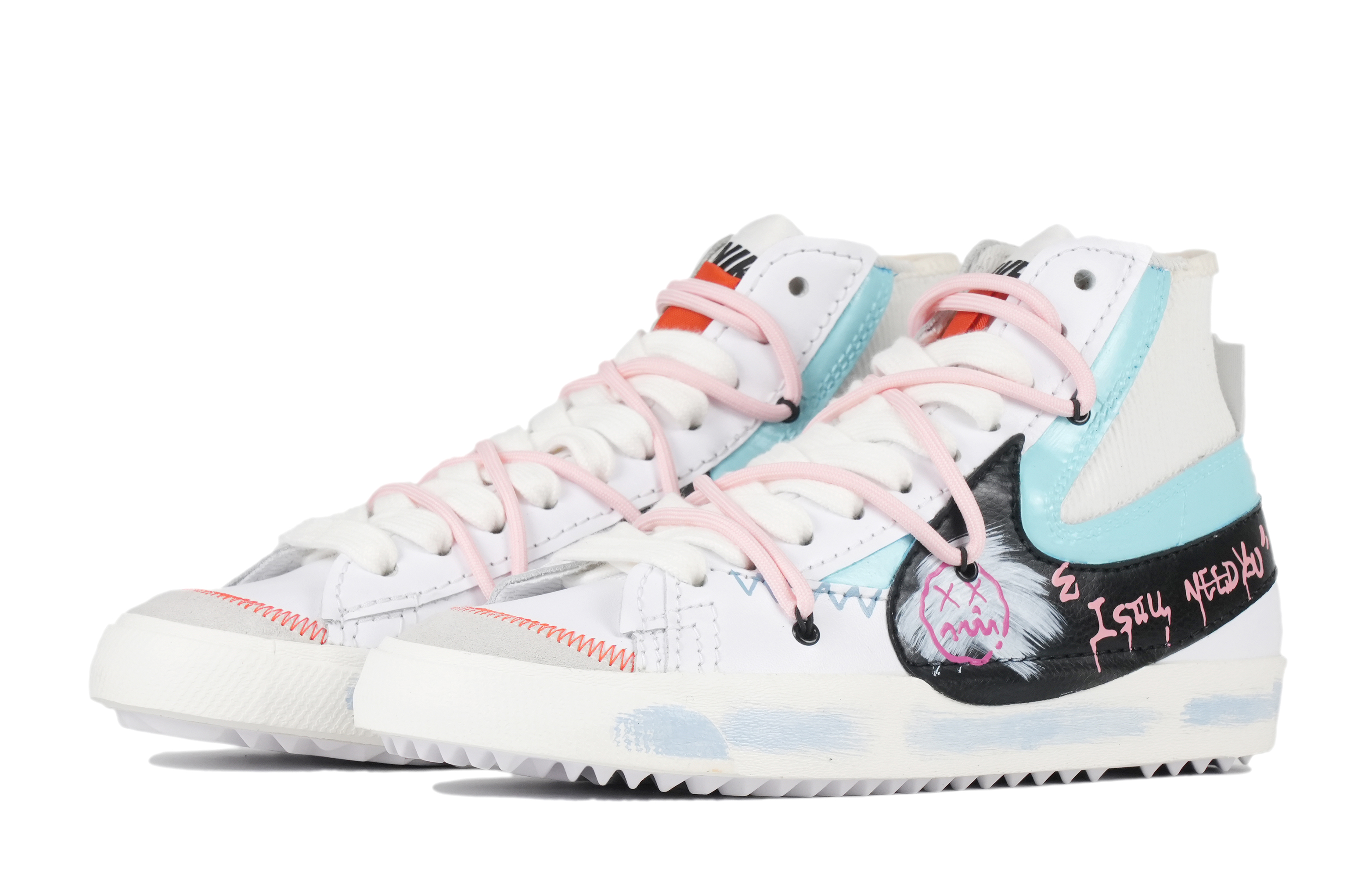 [Custom Shoes] Nike Blazer Mid '77 Jumbo 'Deconstructed Black White Blue' 圖 3