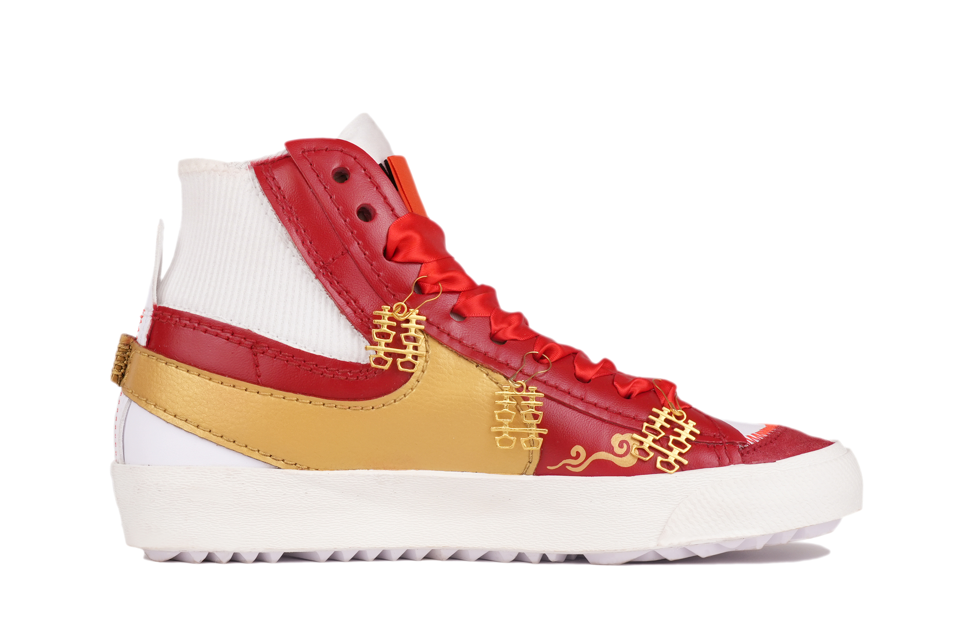 Order 【客製化球鞋】Nike Blazer Mid '77 超大 金石良緣 胖小工匠客製 婚鞋 中筒 板鞋 通用 舒適 男女皆宜 紅金色