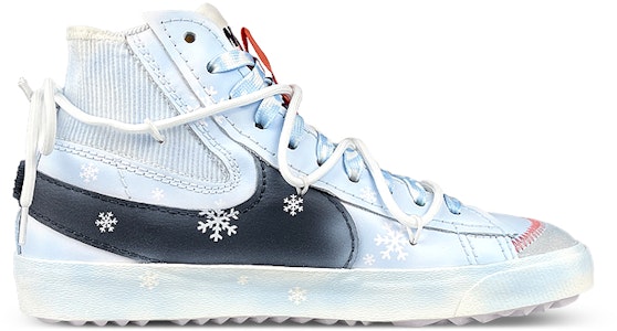 【訂製球鞋】Nike Blazer Mid ‘77 Jumbo 雪山解構 流動 雪花 高筒 板鞋 男女款 白藍黑 Order 【訂製球鞋】Nike Blazer Mid ‘77 Jumbo 雪山解構 流動 雪花 高筒 板鞋 男女款 白藍黑