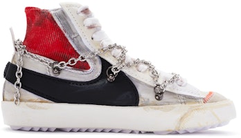 【定製球鞋】 Nike Blazer Mid 逃亡 做舊廢土風 手繪噴繪 中幫 板鞋 男女同款 灰白紅 Order 【定製球鞋】 Nike Blazer Mid 逃亡 做舊廢土風 手繪噴繪 中幫 板鞋 男女同款 灰白紅