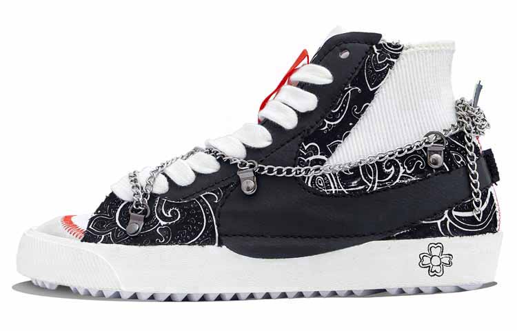 Buy 【定制球鞋】 Nike Blazer Mid 中幫 腰果花 潮流風 開拓者 鞋 男女同款 黑白