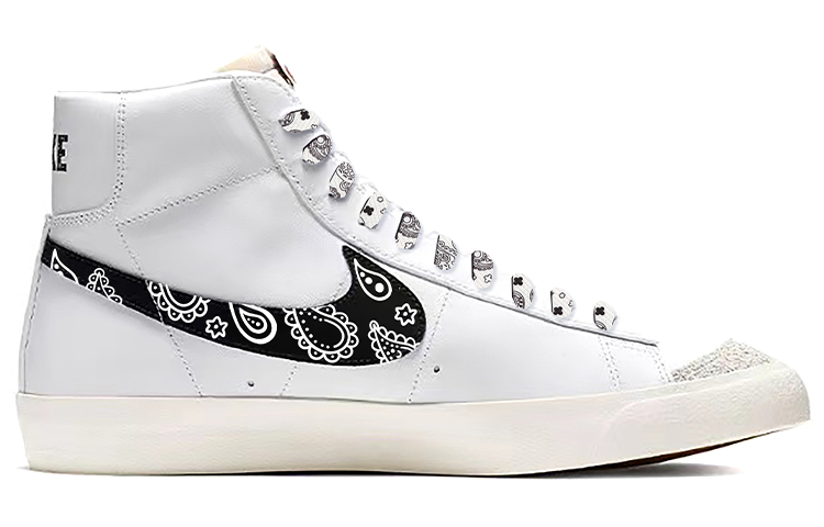 Order [Sepatu Kustom] Nike Blazer Mid 'Cashew Flower' Kustom BQ6806-100-(TeamE-男款腰果花小闪电黑白)