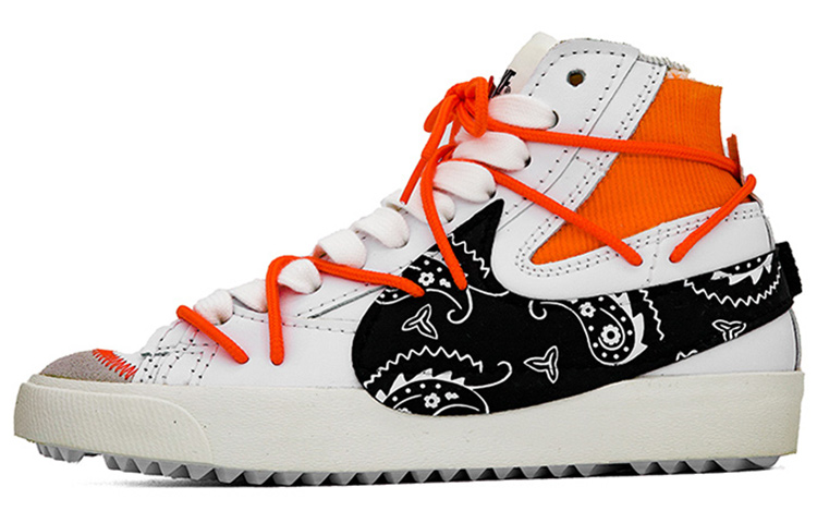 Buy 【定制球鞋】Nike Blazer Mid 解构 腰果花 中帮 板鞋 男女同款 黑白橙