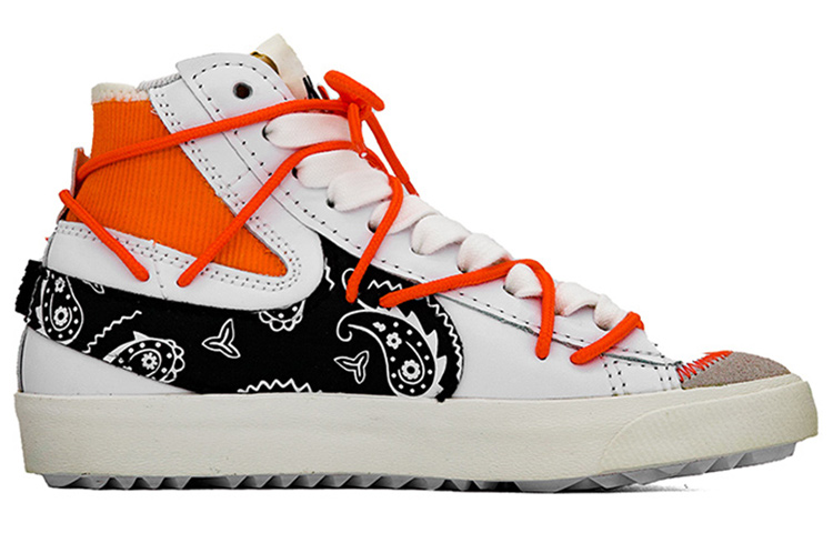 Order 【定制球鞋】Nike Blazer Mid 解构 腰果花 中帮 板鞋 男女同款 黑白橙