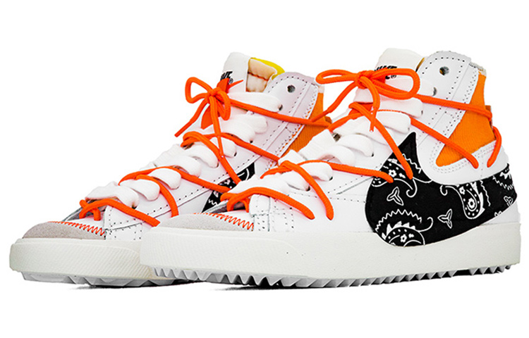 Lookbook 【定制球鞋】Nike Blazer Mid 解构 腰果花 中帮 板鞋 男女同款 黑白橙